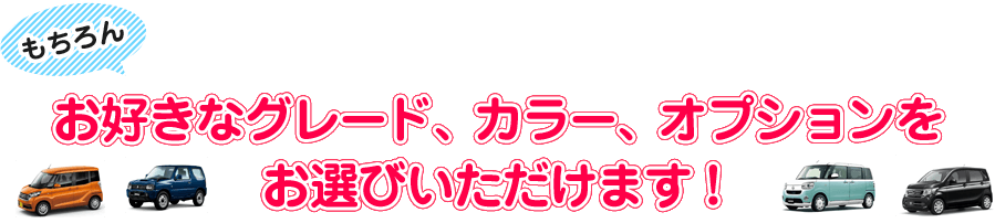 お好きなグレード、カラー、オプションをお選びいただけます！